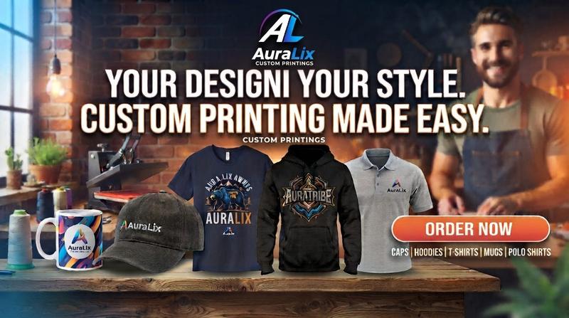 AuraLix Custom Printings store banner