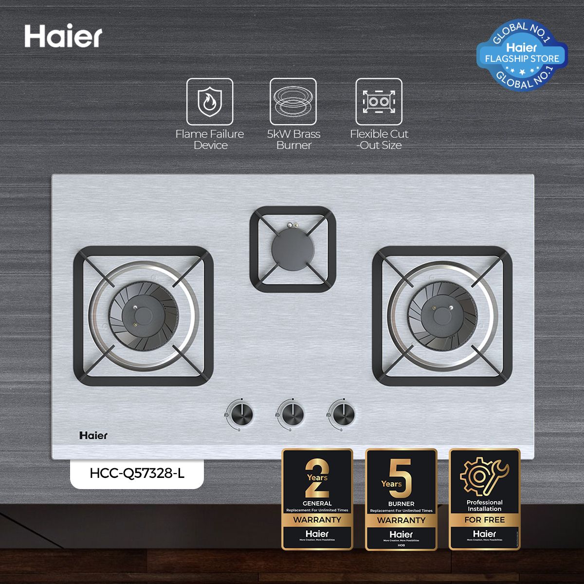 Haier HCC-Q57328+ Gas Hob