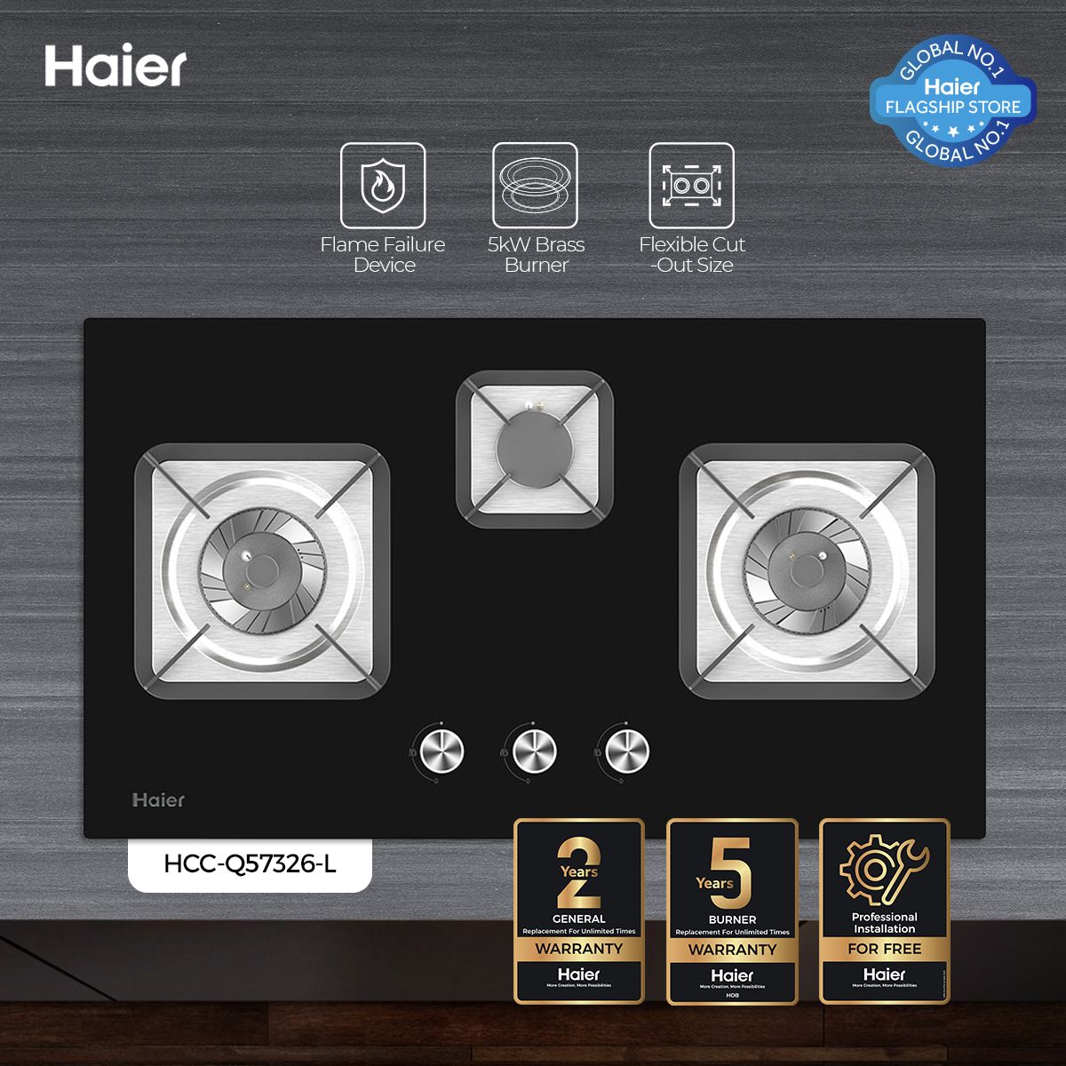 Haier HCC-Q57326+ Gas Hob